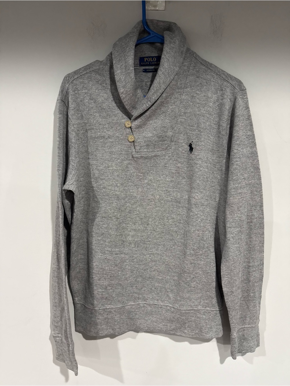 Polo Ralph Lauren sweater size small men gray pullover sweatshirt shawl Collar